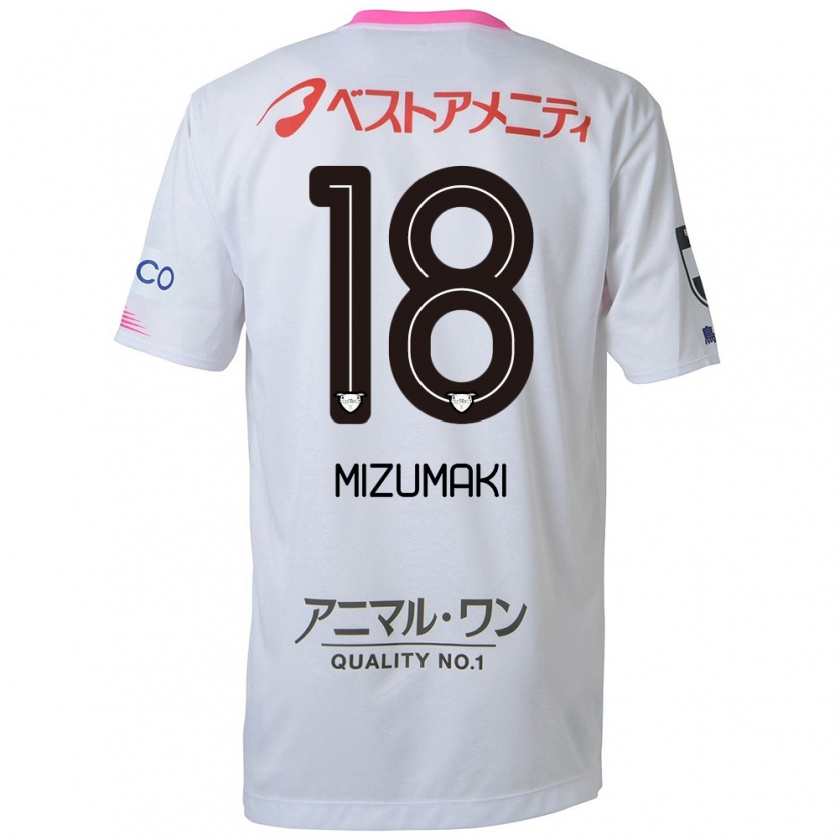 Kandiny Uomo Maglia Tokito Mizumaki #18 Bianco Blu Rosa Kit Gara Away 2024/25 Maglietta