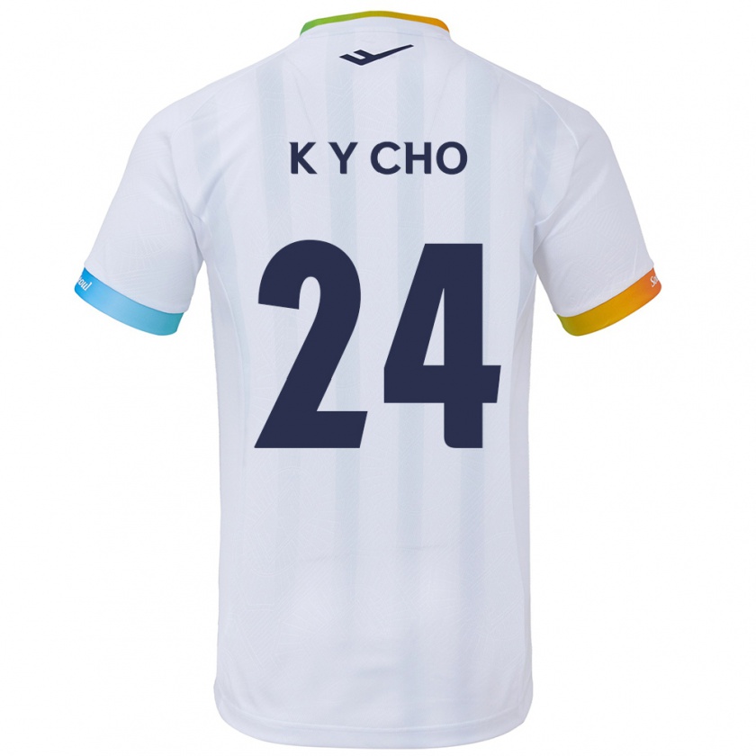 Kandiny Uomo Maglia Young-Kwang Cho #24 Bianco Blu Kit Gara Away 2024/25 Maglietta