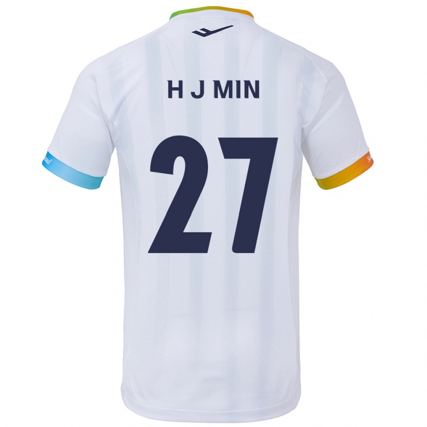 Kandiny Heren Ji-Hoon Min #27 Wit Blauw Uitshirt Uittenue 2024/25 T-Shirt België