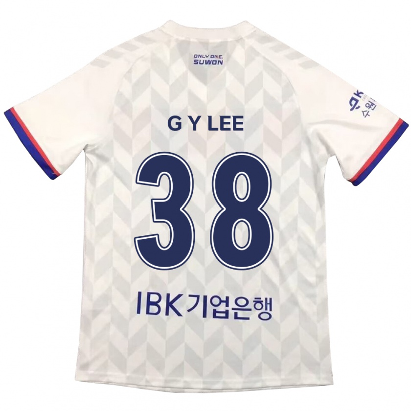 Kandiny Uomo Maglia Yun-Gun Lee #38 Bianco Blu Kit Gara Away 2024/25 Maglietta