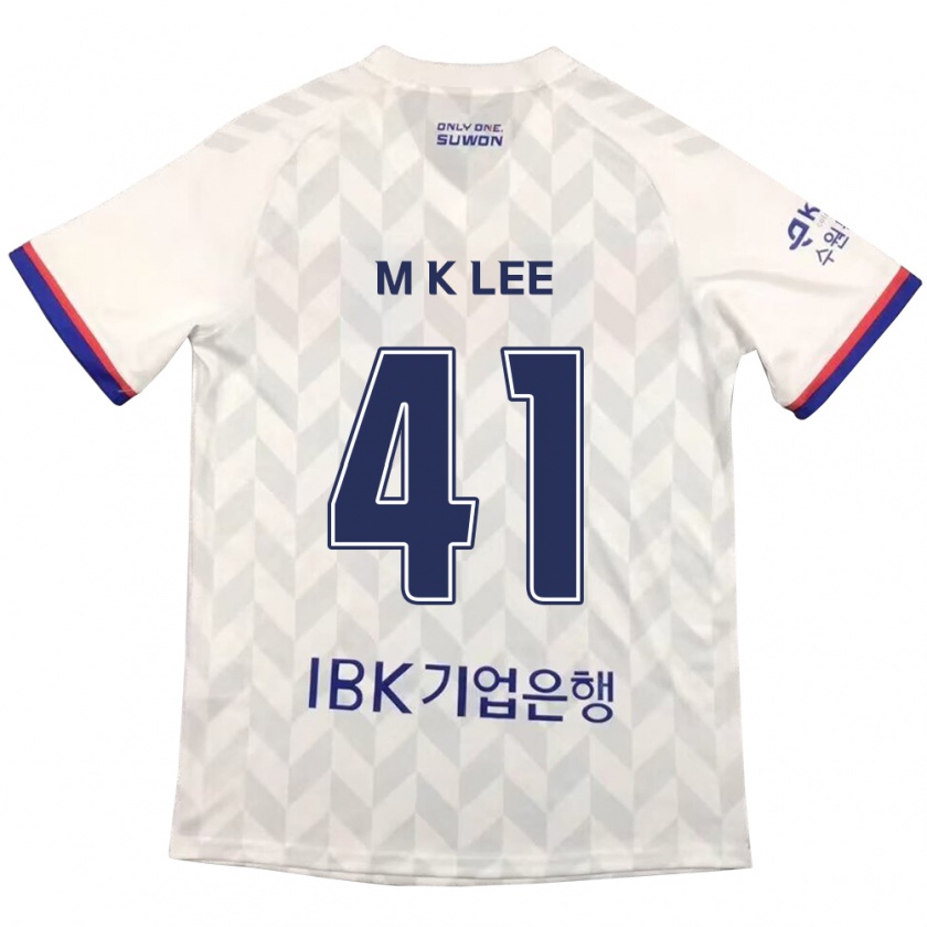 Kandiny Hombre Camiseta Kyung-Min Lee #41 Blanco Azul 2ª Equipación 2024/25 La Camisa