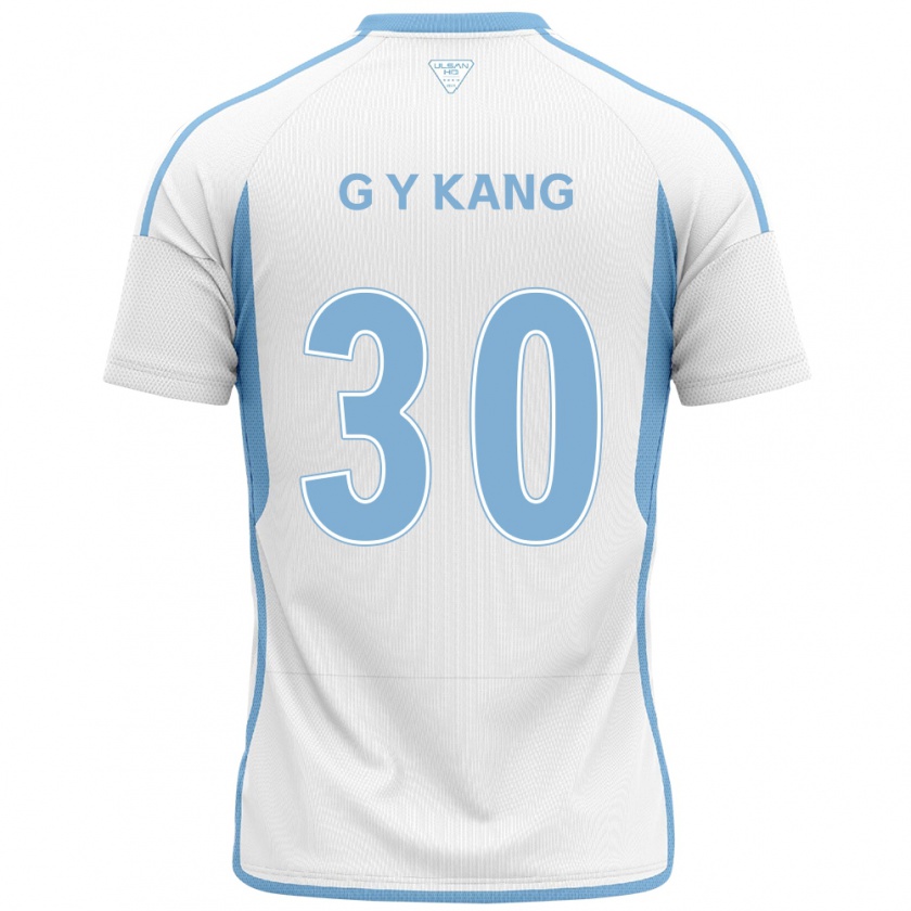 Kandiny Uomo Maglia Yun-Gu Kang #30 Bianco Blu Kit Gara Away 2024/25 Maglietta