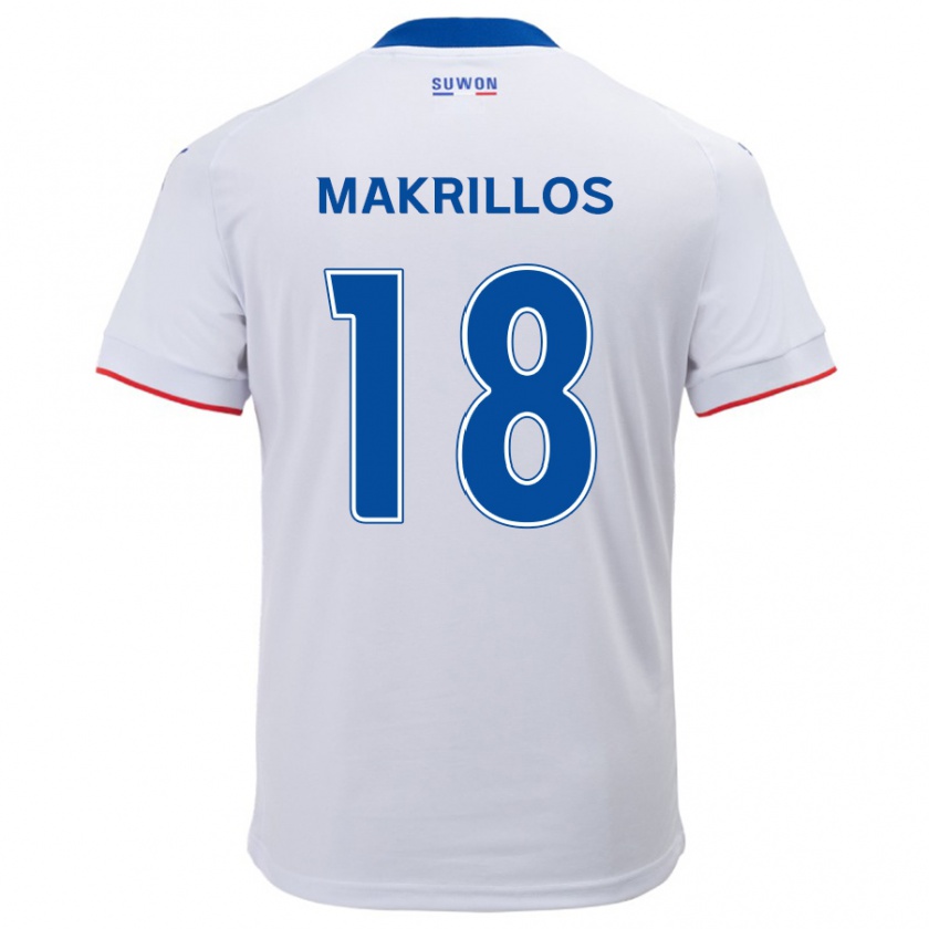 Kandiny Hombre Camiseta Peter Makrillos #18 Blanco Azul 2ª Equipación 2024/25 La Camisa