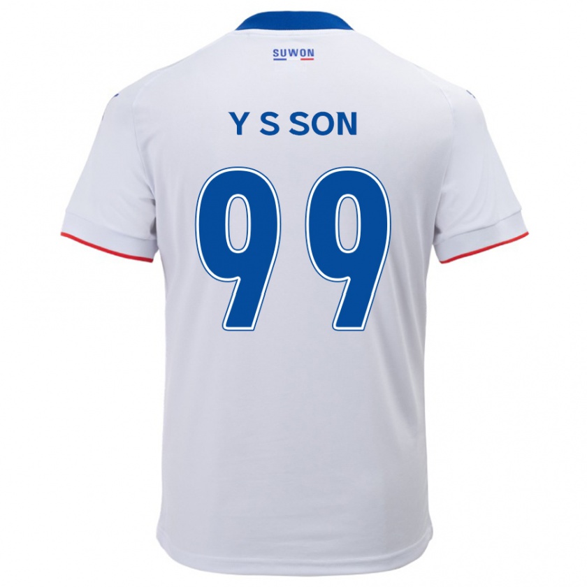 Kandiny Hombre Camiseta Suk-Yong Son #99 Blanco Azul 2ª Equipación 2024/25 La Camisa