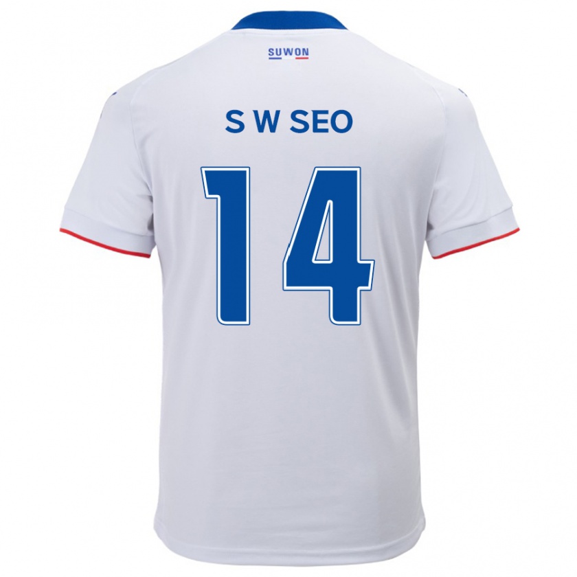 Kandiny Hombre Camiseta Woo-Seong Seo #14 Blanco Azul 2ª Equipación 2024/25 La Camisa