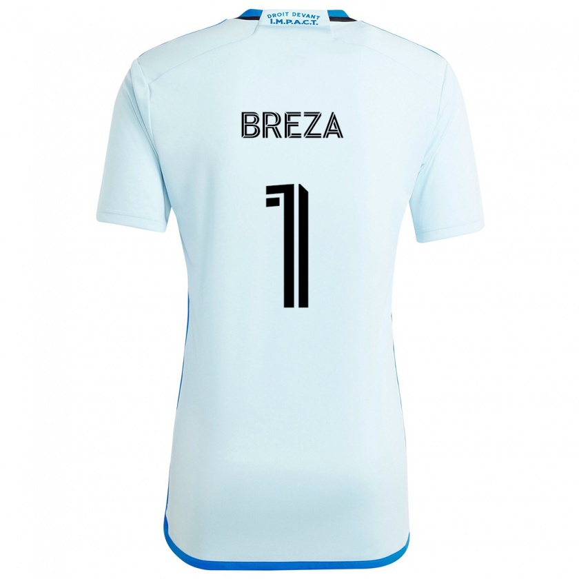 Kandiny Uomo Maglia Sebastian Breza #1 Blu Ghiaccio Kit Gara Away 2024/25 Maglietta