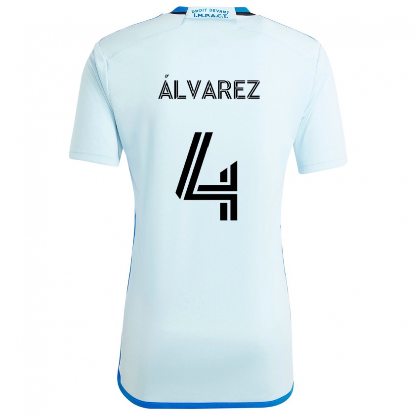 Kandiny Uomo Maglia Fernando Álvarez #4 Blu Ghiaccio Kit Gara Away 2024/25 Maglietta