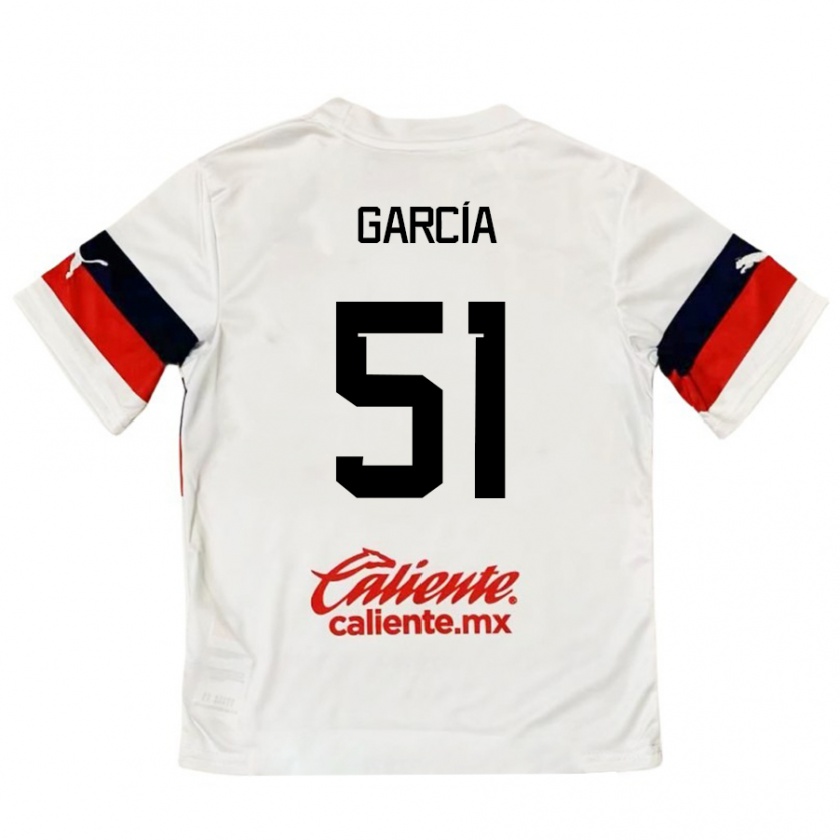 Kandiny Heren Eduardo García #51 Wit Rood Uitshirt Uittenue 2024/25 T-Shirt