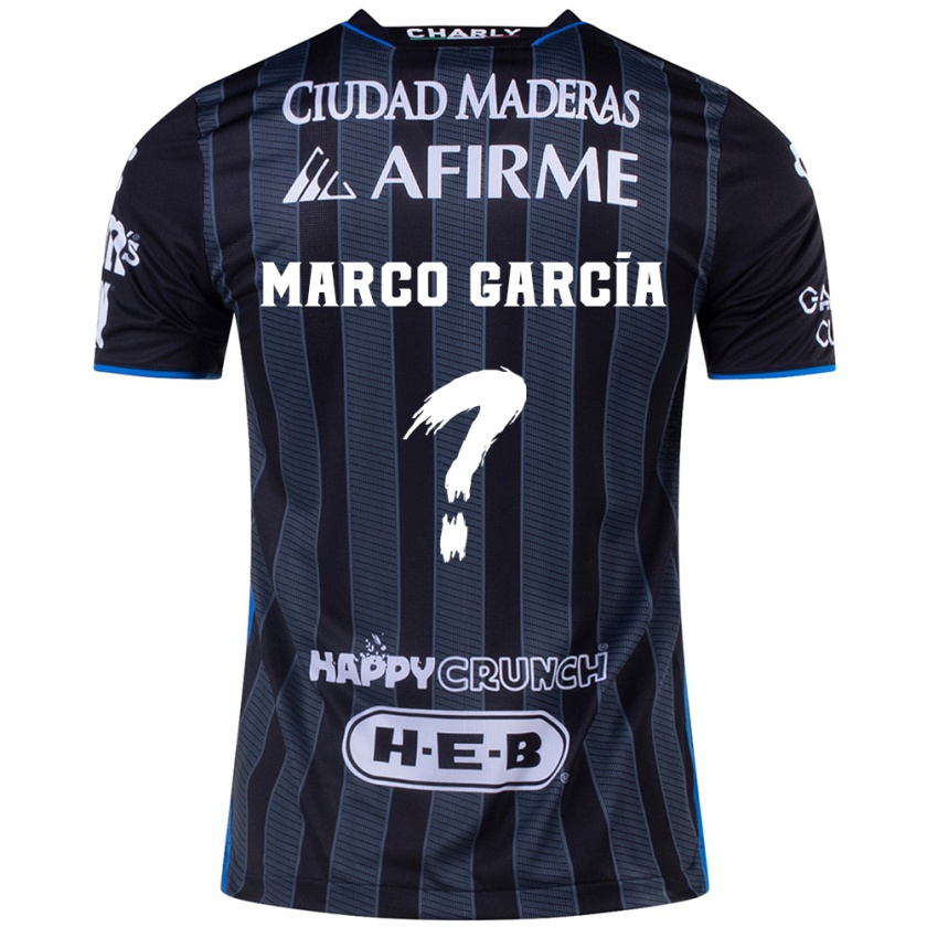 Kandiny Hombre Camiseta Marco García #0 Blanco Negro 2ª Equipación 2024/25 La Camisa