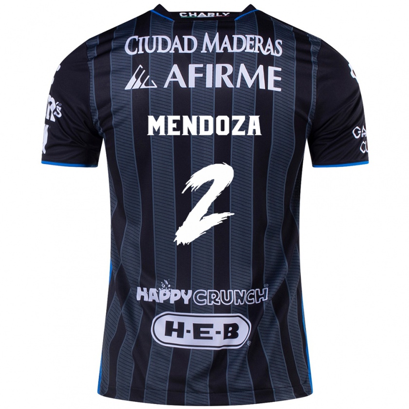 Kandiny Uomo Maglia Omar Mendoza #2 Bianco Nero Kit Gara Away 2024/25 Maglietta