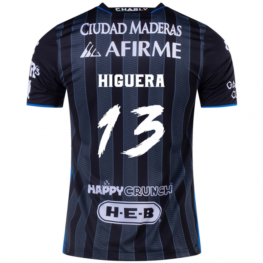 Kandiny Hombre Camiseta Carlos Higuera #13 Blanco Negro 2ª Equipación 2024/25 La Camisa