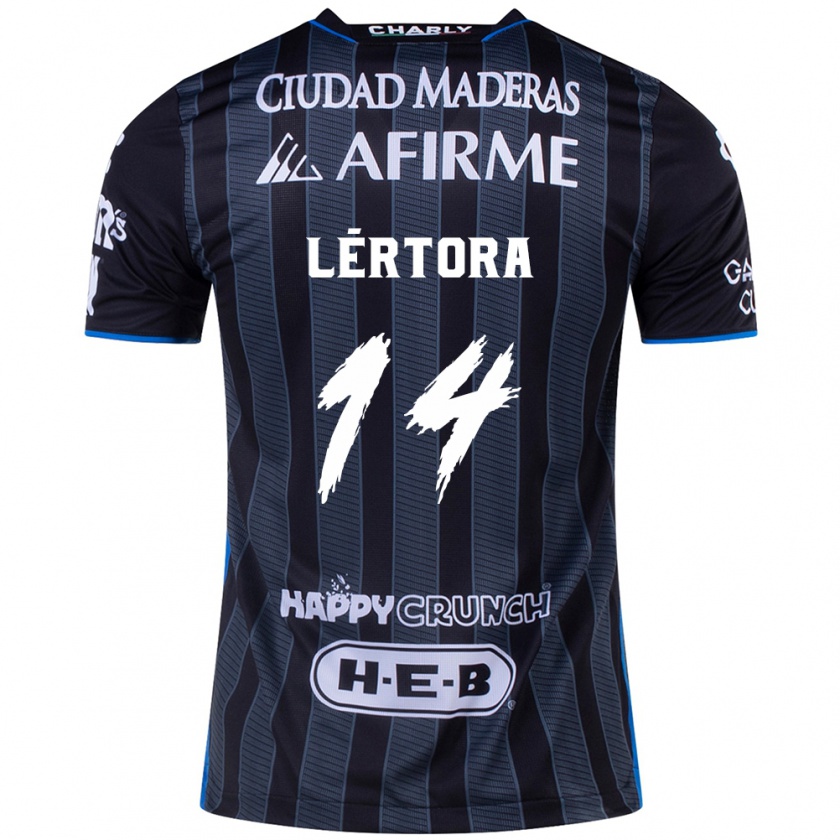 Kandiny Hombre Camiseta Federico Lértora #14 Blanco Negro 2ª Equipación 2024/25 La Camisa