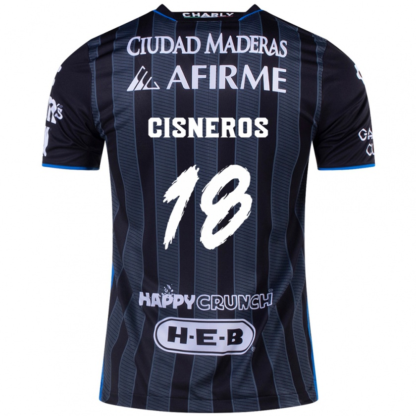 Kandiny Hombre Camiseta Ronaldo Cisneros #18 Blanco Negro 2ª Equipación 2024/25 La Camisa