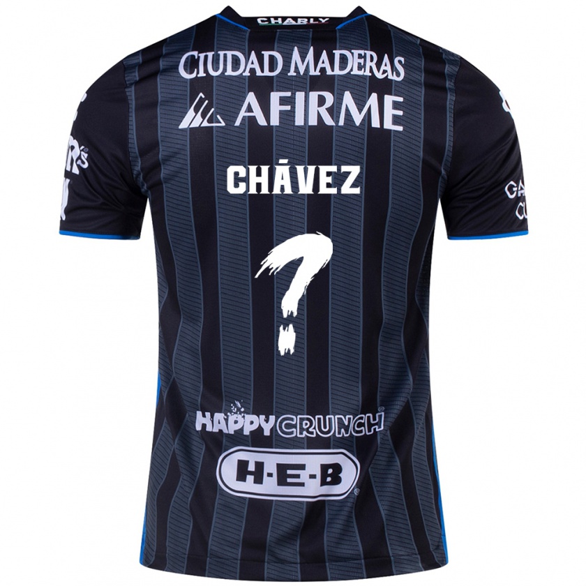 Kandiny Hombre Camiseta Leonardo Chávez #0 Blanco Negro 2ª Equipación 2024/25 La Camisa