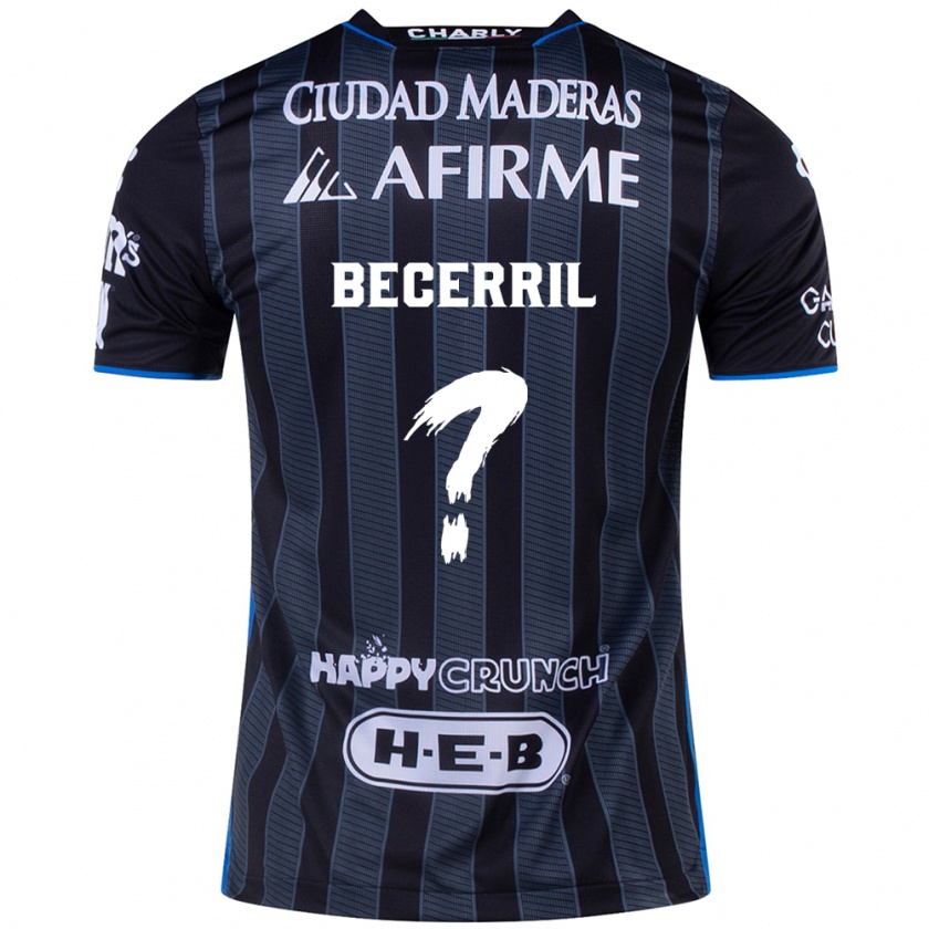 Kandiny Uomo Maglia Abner Becerril #0 Bianco Nero Kit Gara Away 2024/25 Maglietta