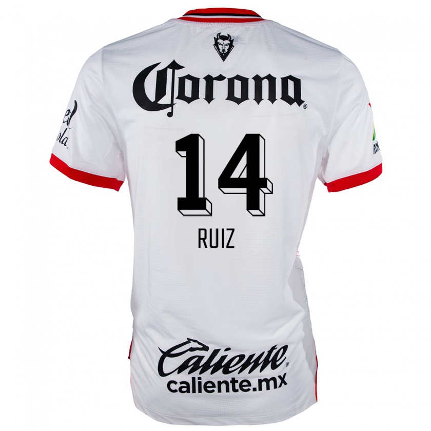 Kandiny Hombre Camiseta Marcel Ruiz #14 Blanco Rojo 2ª Equipación 2024/25 La Camisa