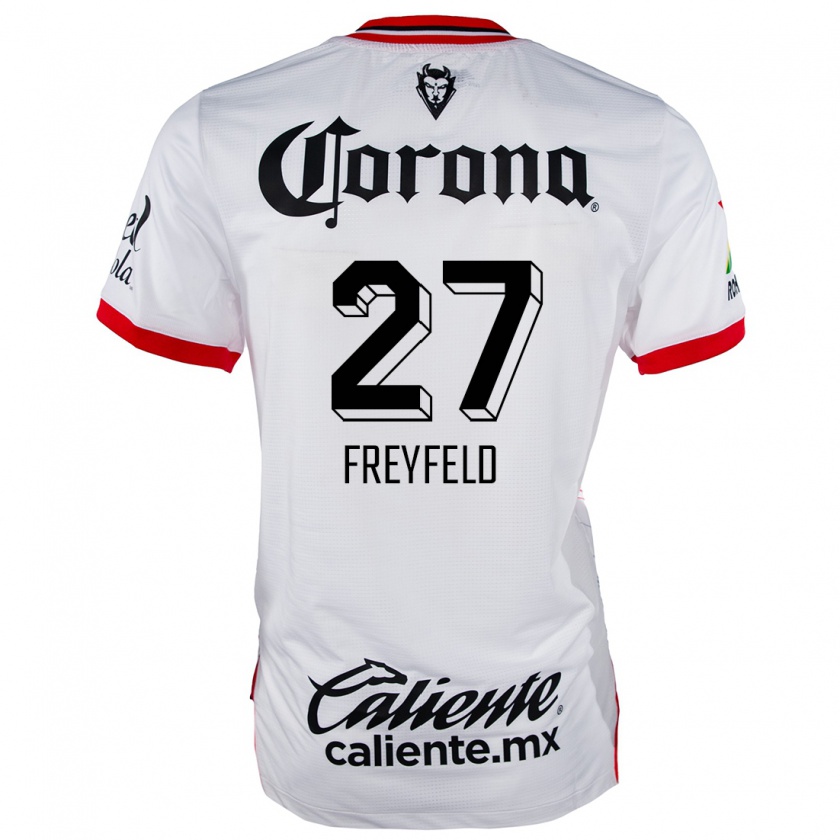 Kandiny Hombre Camiseta Emiliano Freyfeld #27 Blanco Rojo 2ª Equipación 2024/25 La Camisa