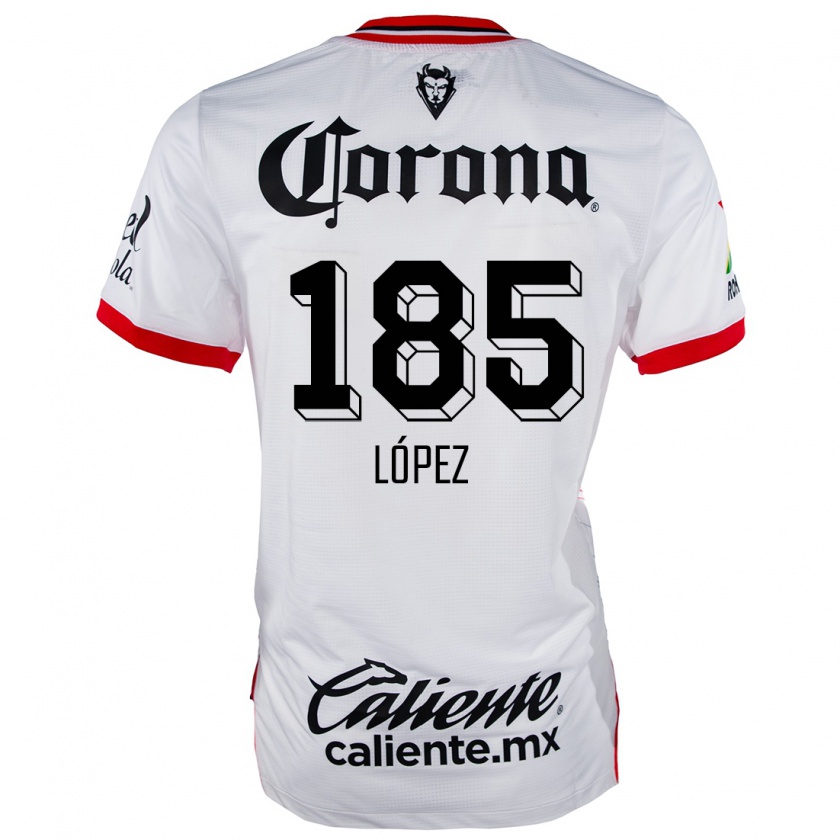 Kandiny Uomo Maglia David López #185 Bianco Rosso Kit Gara Away 2024/25 Maglietta