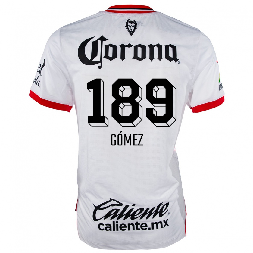 Kandiny Hombre Camiseta Enrique Gómez #189 Blanco Rojo 2ª Equipación 2024/25 La Camisa