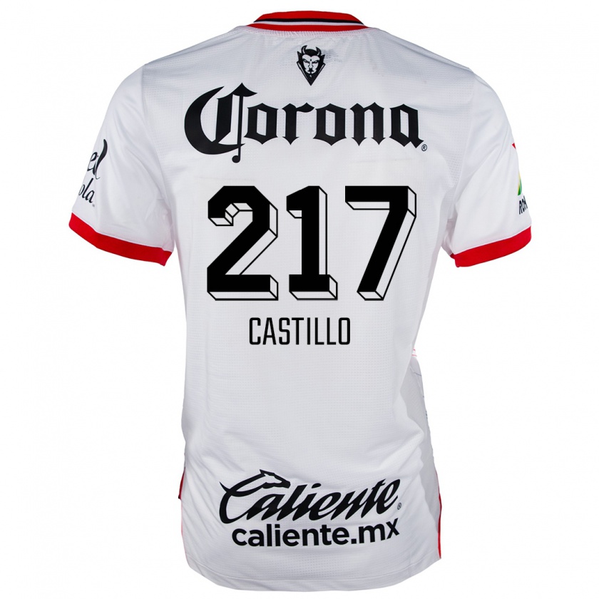 Kandiny Hombre Camiseta Klever Castillo #217 Blanco Rojo 2ª Equipación 2024/25 La Camisa