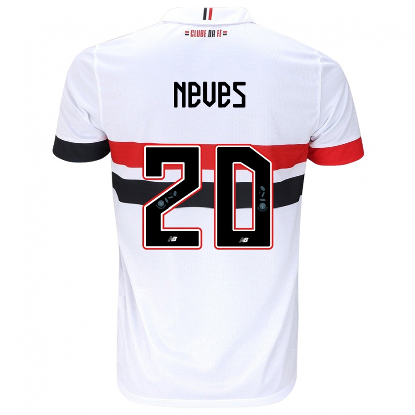 Kandiny Dames Gabriel Neves #20 Wit Rood Zwart Thuisshirt Thuistenue 2024/25 T-Shirt België