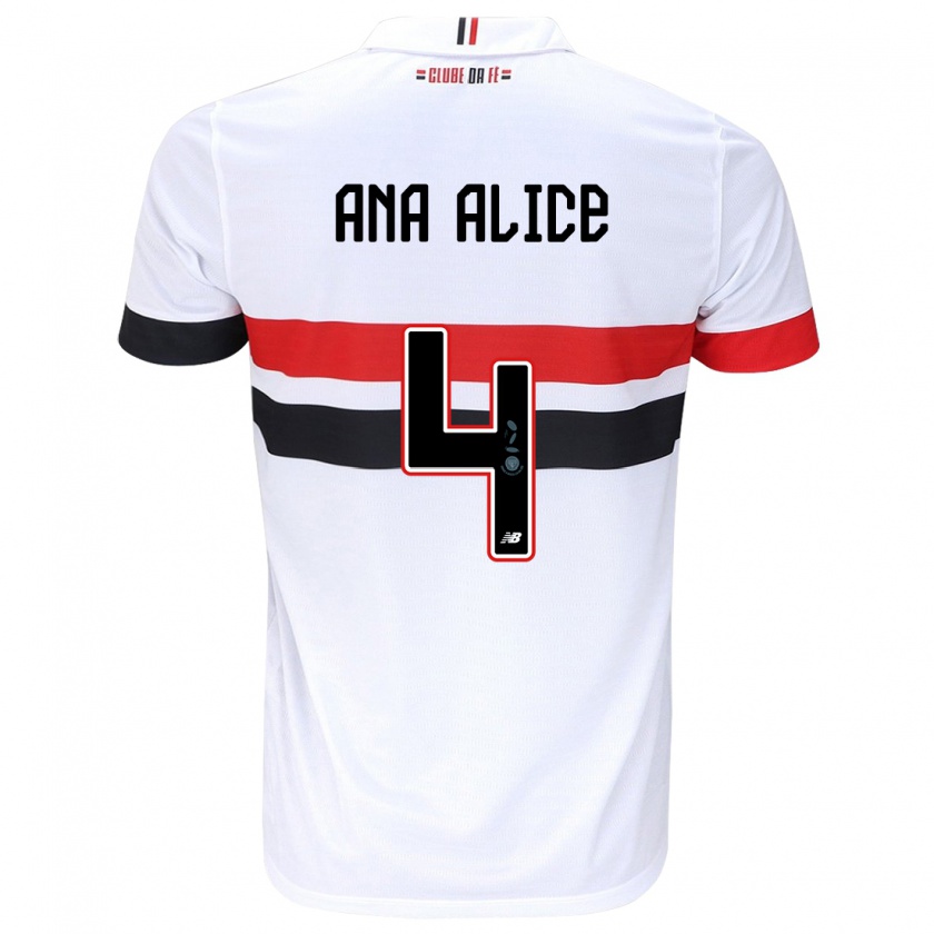 Kandiny Mujer Camiseta Ana Alice Luciano Da Silva #4 Blanco Rojo Negro 1ª Equipación 2024/25 La Camisa