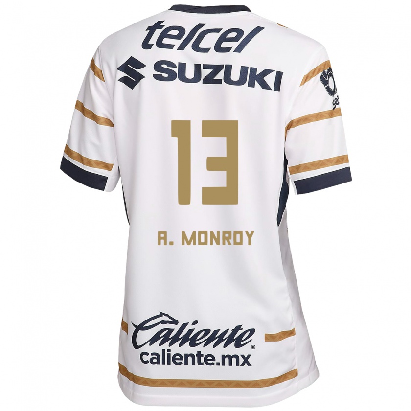 Kandiny Mujer Camiseta Pablo Monroy #13 Obsidiana Blanca 1ª Equipación 2024/25 La Camisa México