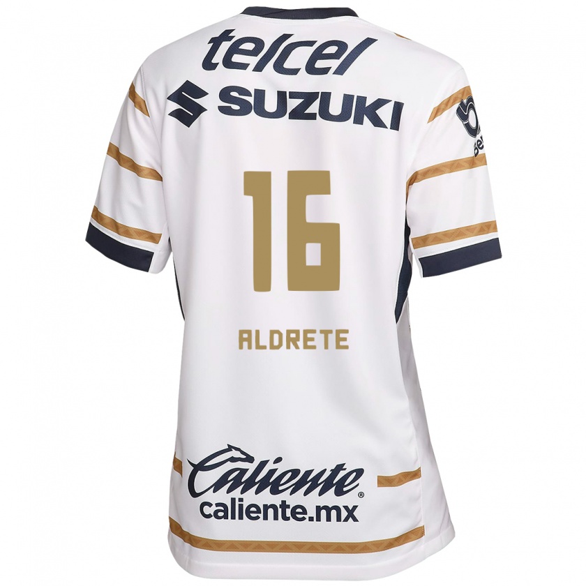 Kandiny Mujer Camiseta Adrián Aldrete #16 Obsidiana Blanca 1ª Equipación 2024/25 La Camisa México