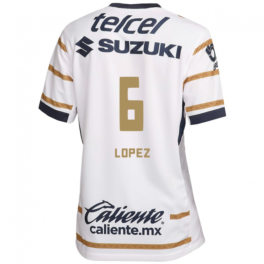 Kandiny Mujer Camiseta Nathalia Lopez #6 Obsidiana Blanca 1ª Equipación 2024/25 La Camisa México