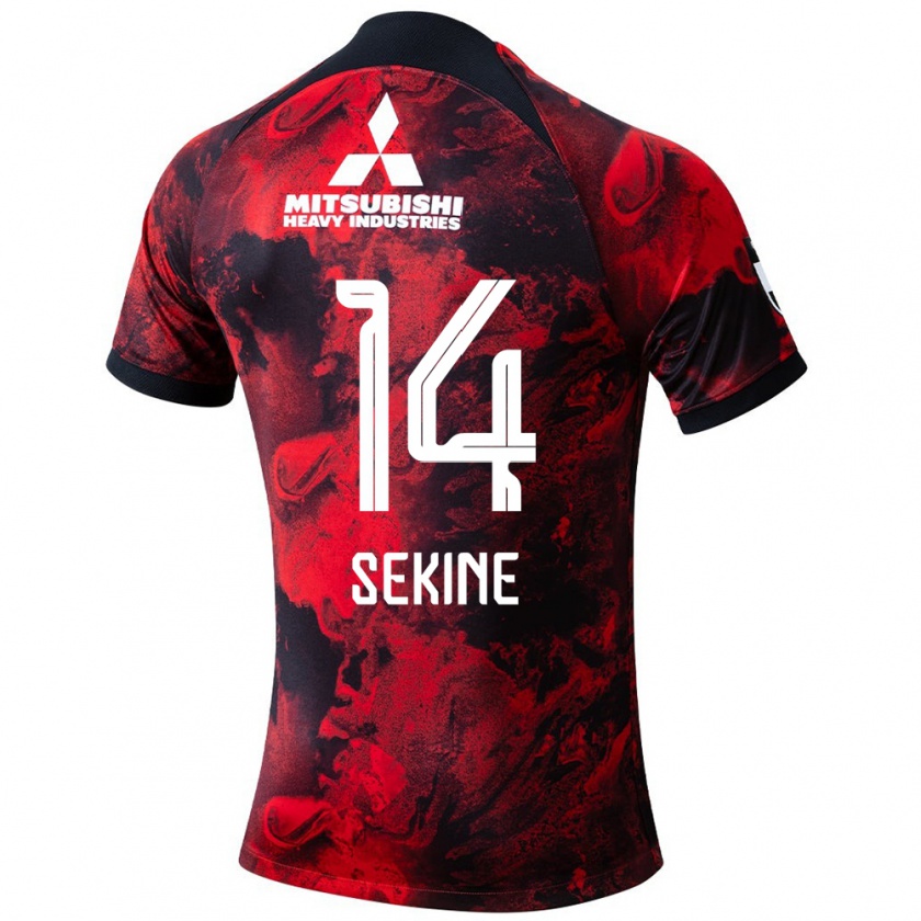 Kandiny Dames Takahiro Sekine #14 Rood Zwart Thuisshirt Thuistenue 2024/25 T-Shirt