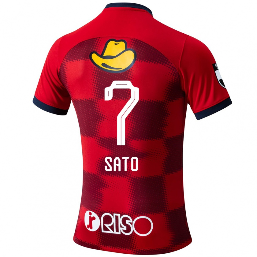 Kandiny Mujer Camiseta Mihiro Sato #7 Rojo Azul Blanco 1ª Equipación 2024/25 La Camisa México