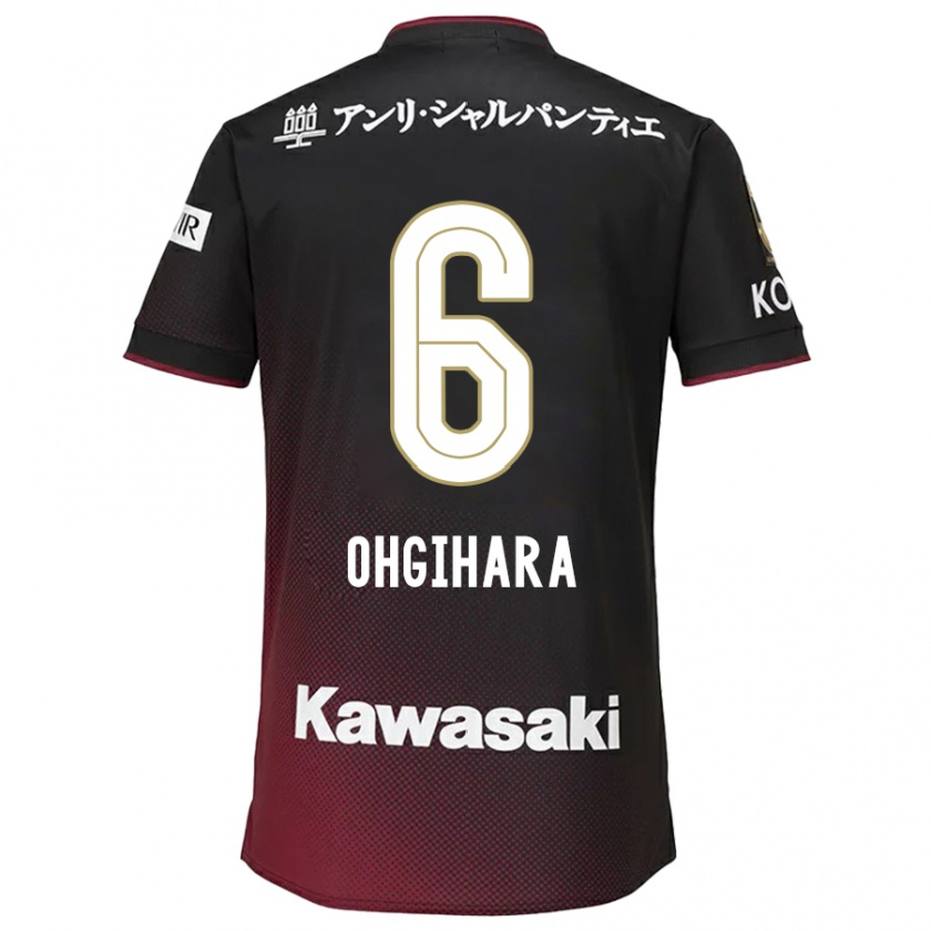 Kandiny Kobiety Takahiro Ogihara #6 Czarny Czerwony Domowa Koszulka 2024/25 Koszulki Klubowe