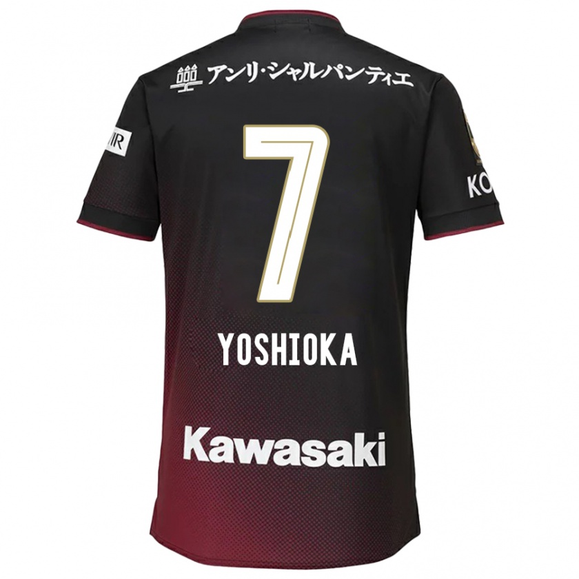 KandinyレディースRan Yoshioka#7ブラックレッドホームシャツ2024/25ジャージーユニフォーム