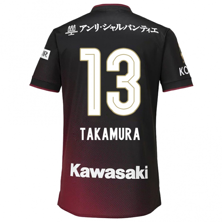 KandinyレディースTokiya Takamura#13ブラックレッドホームシャツ2024/25ジャージーユニフォーム