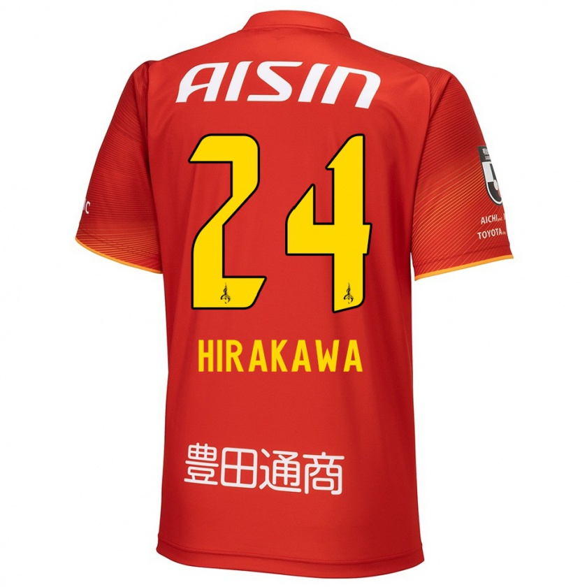 Kandiny Mujer Camiseta Haruto Hirakawa #24 Rojo Blanco Amarillo 1ª Equipación 2024/25 La Camisa