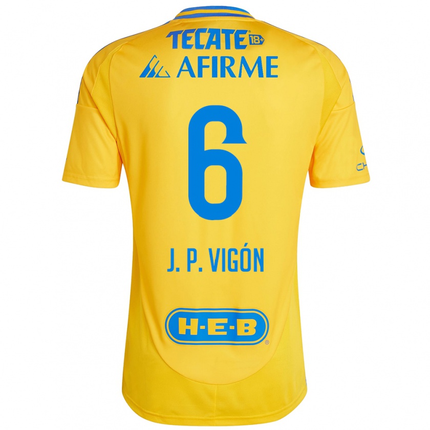 Kandiny Mujer Camiseta Juan Pablo Vigón #6 Oro Amarillo 1ª Equipación 2024/25 La Camisa