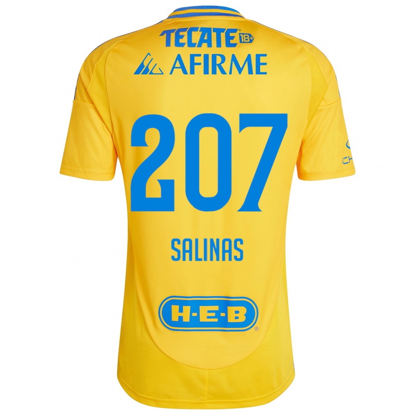 Kandiny Dames Marcelo Salinas #207 Goud Geel Thuisshirt Thuistenue 2024/25 T-Shirt