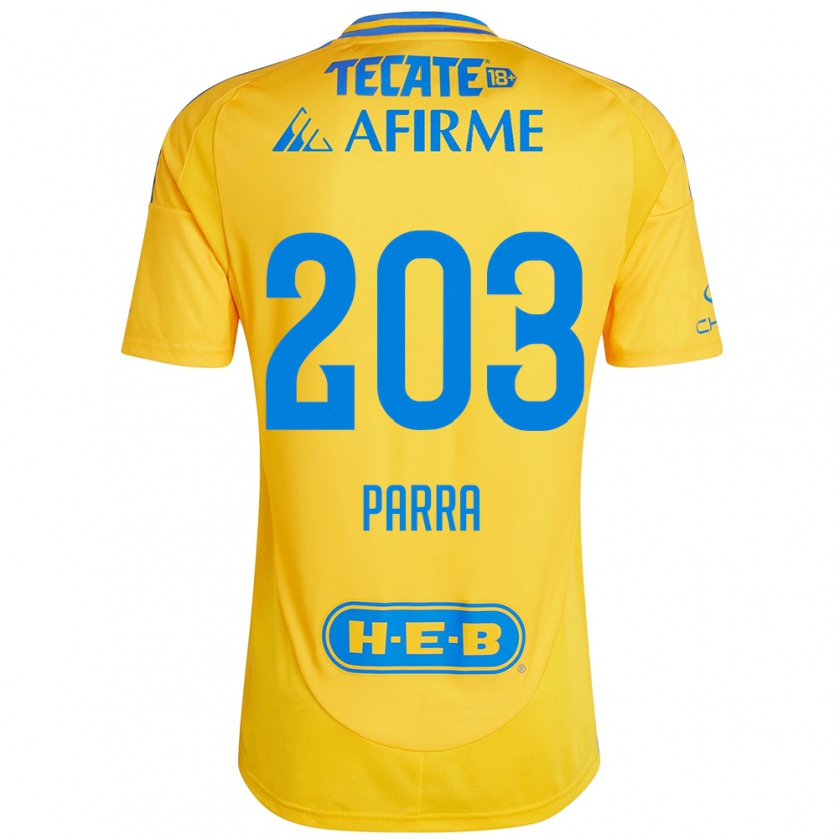 Kandiny Mujer Camiseta Bernardo Parra #203 Oro Amarillo 1ª Equipación 2024/25 La Camisa