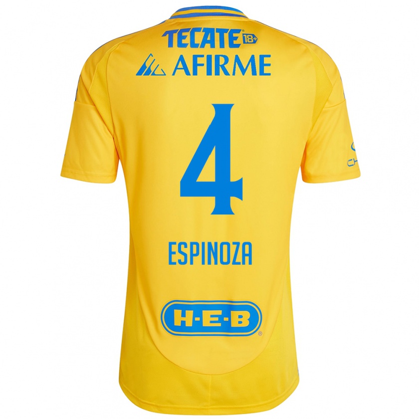 Kandiny Mujer Camiseta Greta Espinoza #4 Oro Amarillo 1ª Equipación 2024/25 La Camisa