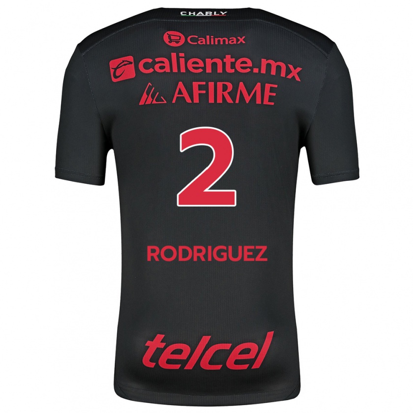 Kandiny Mujer Camiseta Antonio Rodríguez #2 Negro Rojo 1ª Equipación 2024/25 La Camisa