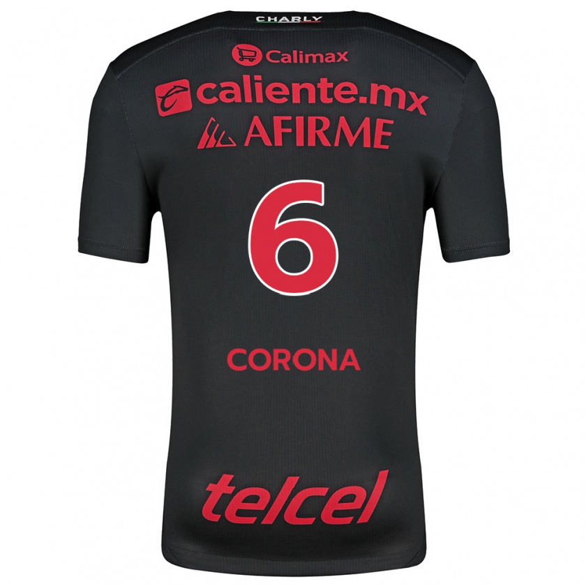 Kandiny Mujer Camiseta Joe Corona #6 Negro Rojo 1ª Equipación 2024/25 La Camisa