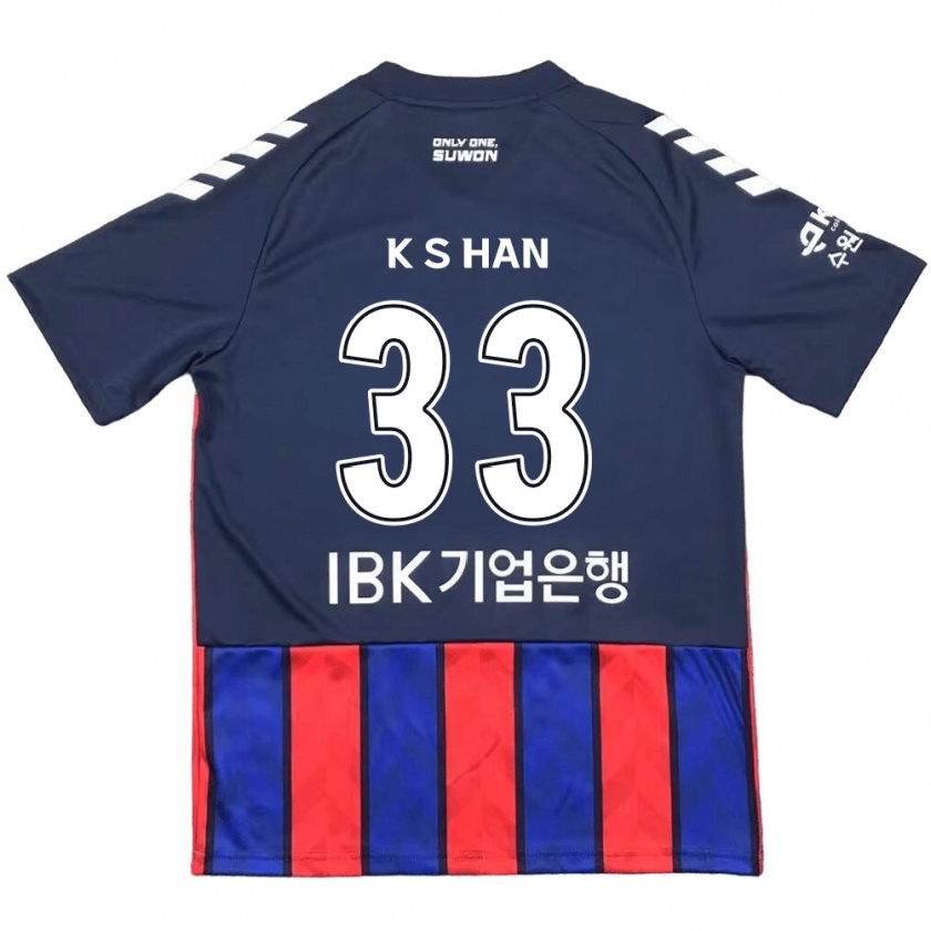 Kandiny Dames Sang-Kyu Han #33 Blauw Rood Thuisshirt Thuistenue 2024/25 T-Shirt België