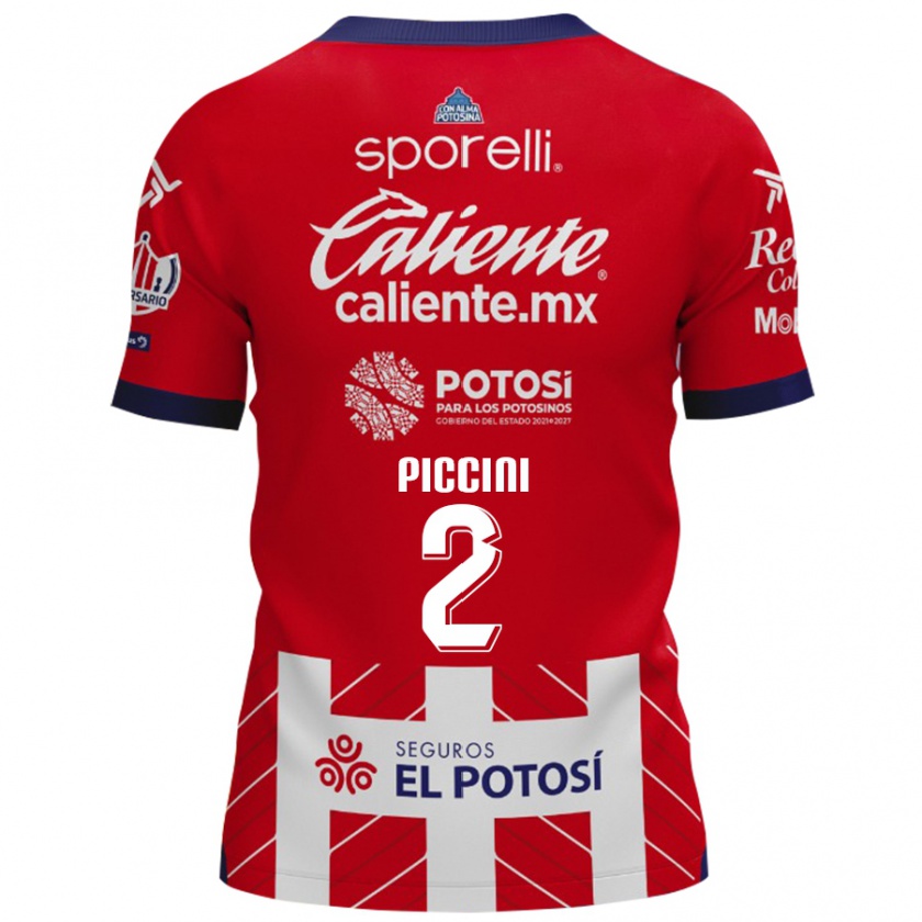 Kandiny Mujer Camiseta Cristiano Piccini #2 Rojo Blanco 1ª Equipación 2024/25 La Camisa