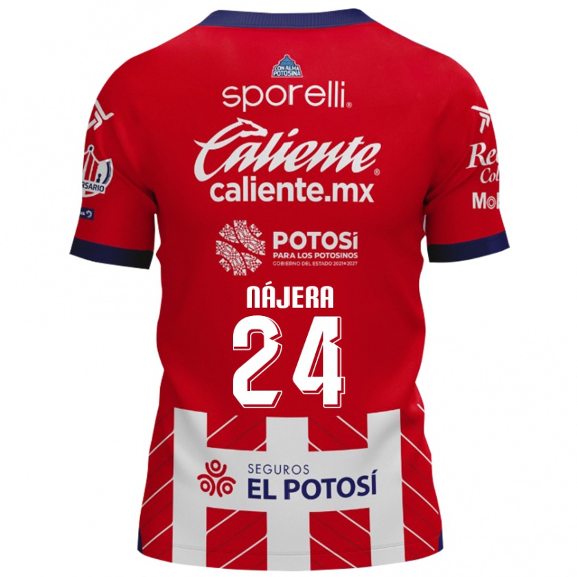 Kandiny Mujer Camiseta Ronaldo Nájera #24 Rojo Blanco 1ª Equipación 2024/25 La Camisa