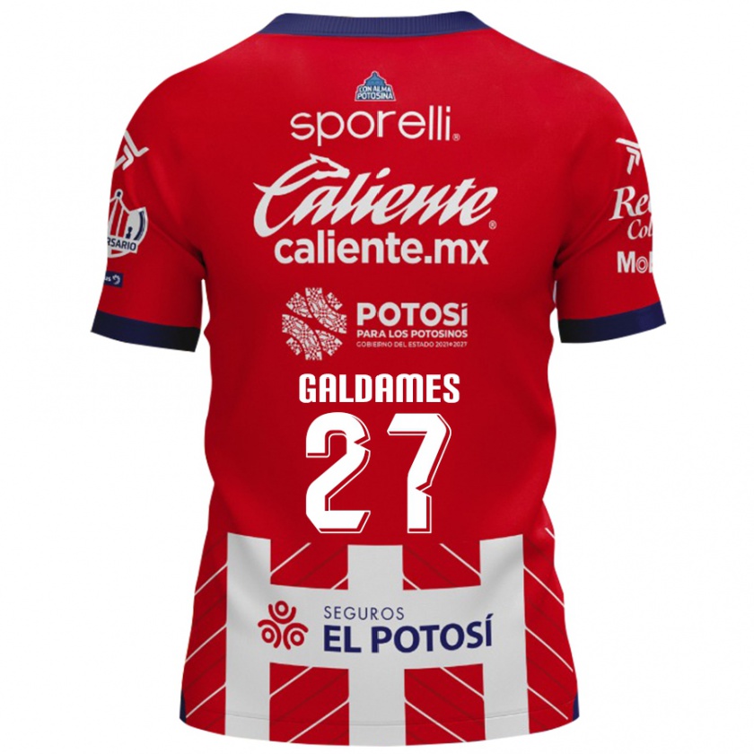 Kandiny Mujer Camiseta Benjamín Galdames #27 Rojo Blanco 1ª Equipación 2024/25 La Camisa México