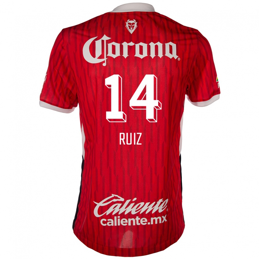 Kandiny Mujer Camiseta Marcel Ruiz #14 Rojo Blanco 1ª Equipación 2024/25 La Camisa México