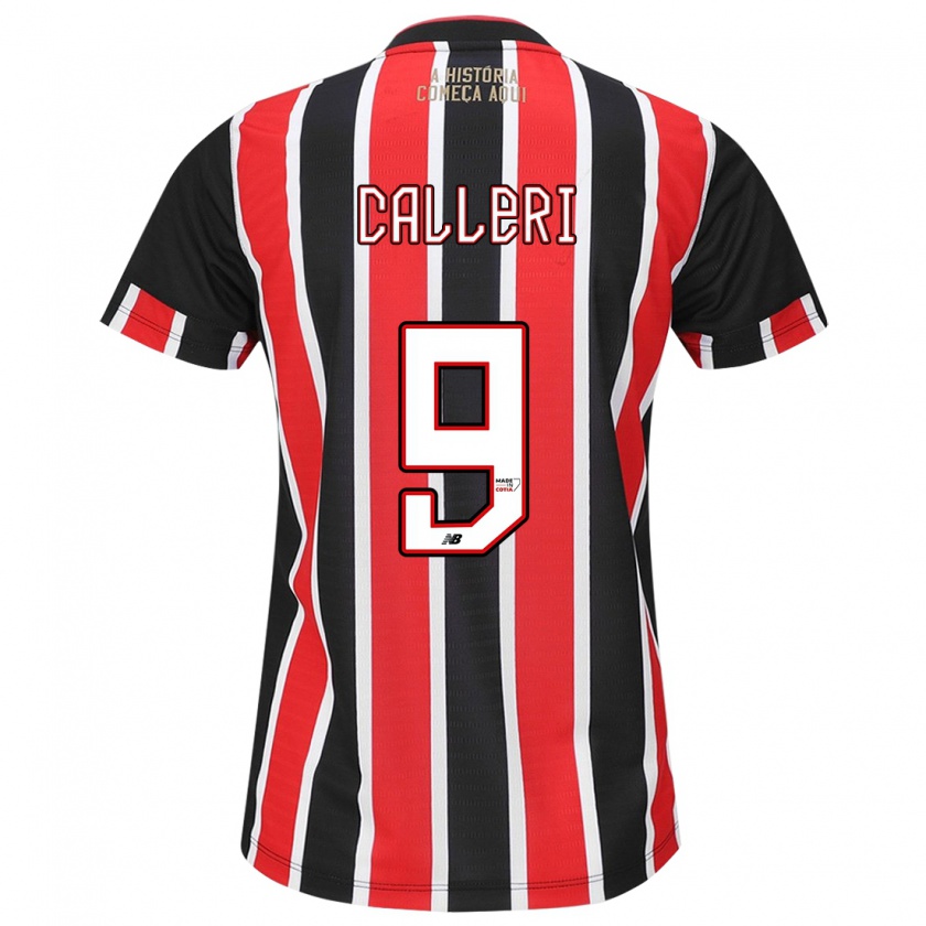 Kandiny Dames Jonathan Calleri #9 Zwart Rood Wit Uitshirt Uittenue 2024/25 T-Shirt België