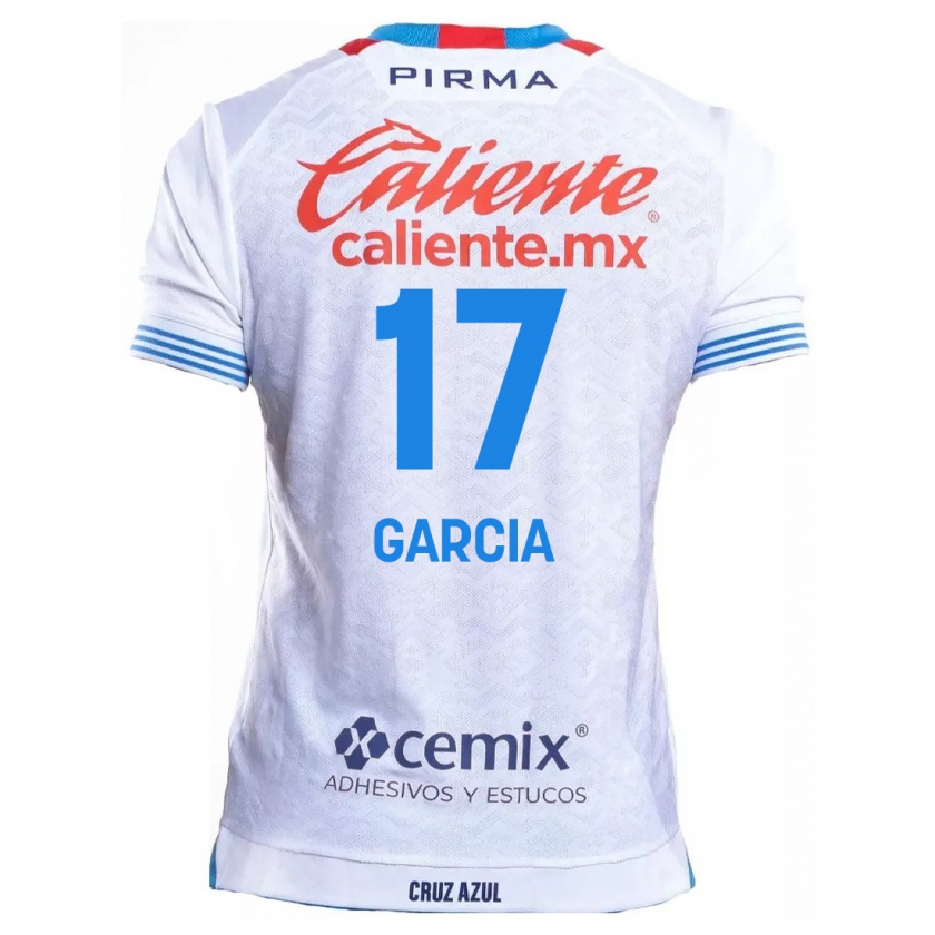 Kandiny Donna Maglia Amaury García #17 Bianco Blu Kit Gara Away 2024/25 Maglietta