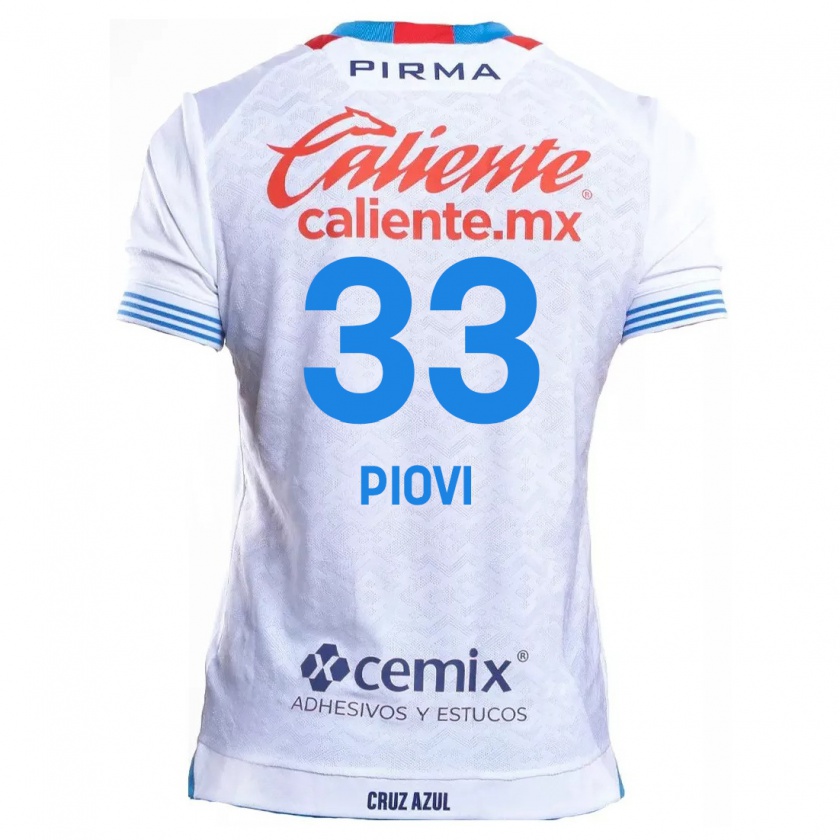 Kandiny Donna Maglia Gonzalo Piovi #33 Bianco Blu Kit Gara Away 2024/25 Maglietta