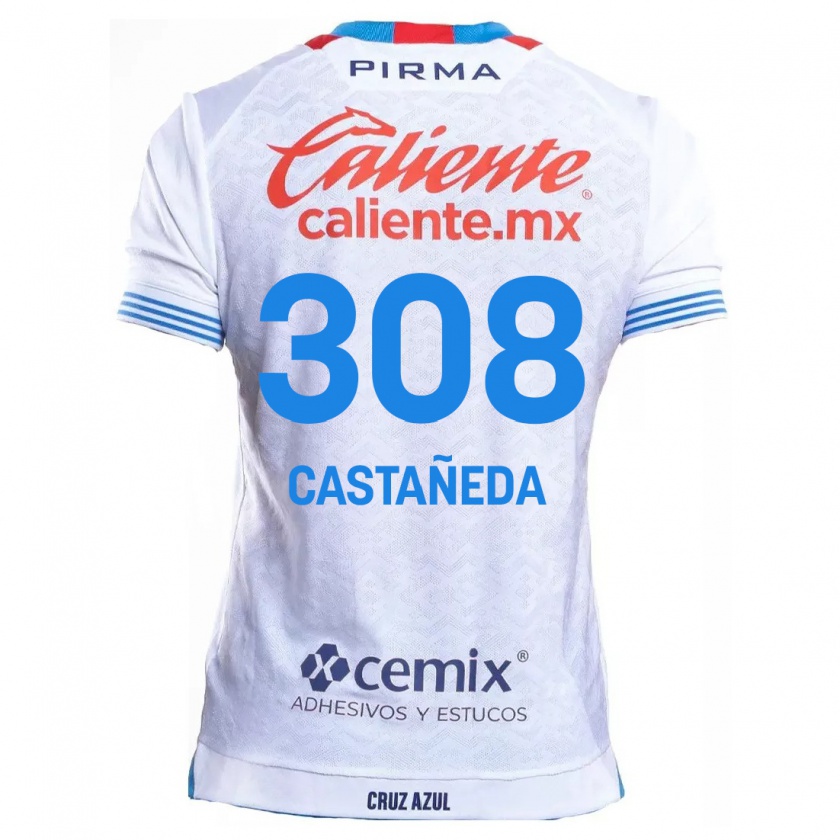 Kandiny Donna Maglia Emiliano Castañeda #308 Bianco Blu Kit Gara Away 2024/25 Maglietta